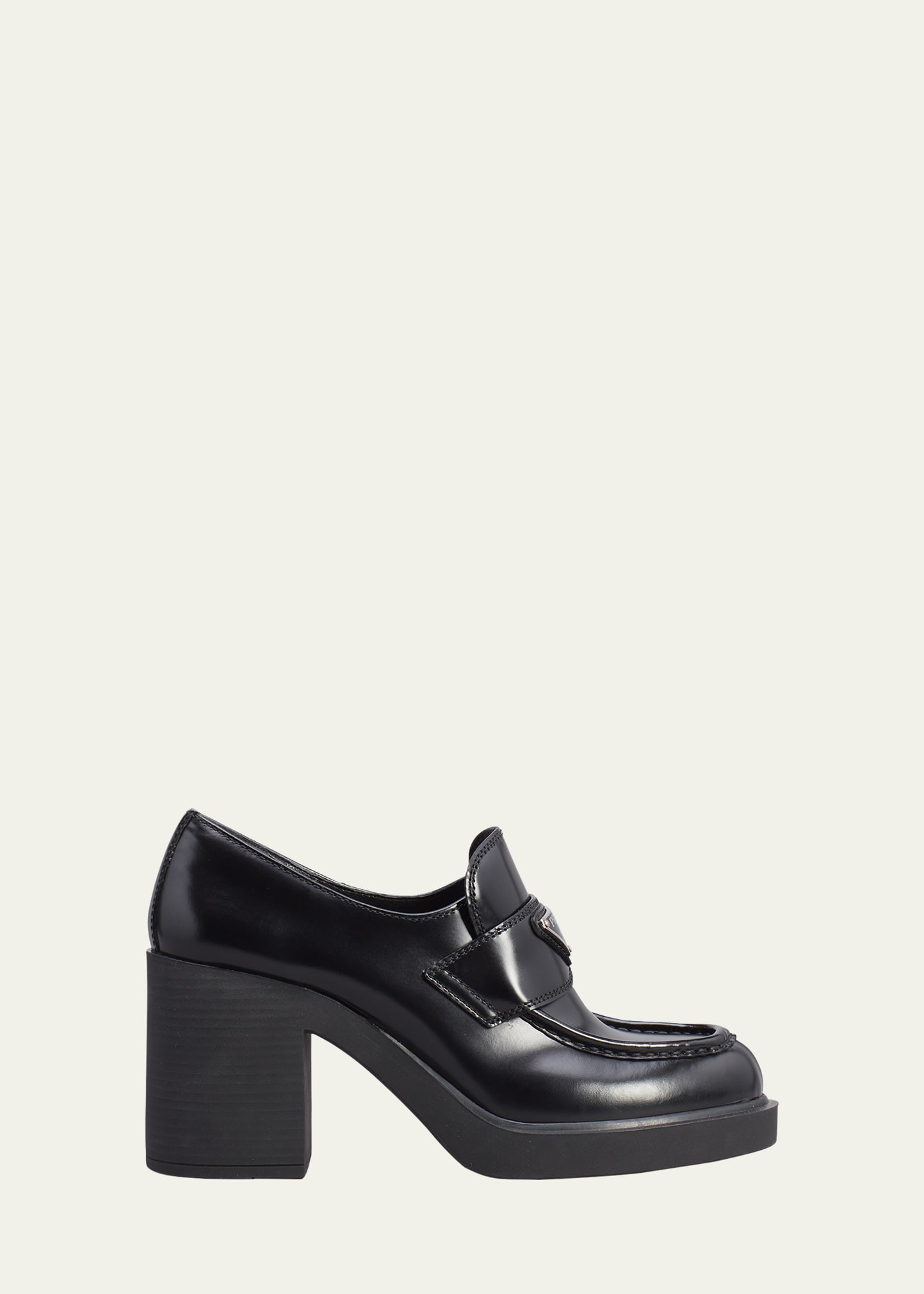 Prada Chocolate Flow Heeled Loafers | Bergdorf Goodman