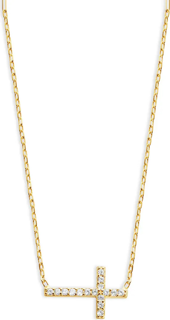 ARGENTO VIVO Gold Plated Sterling Silver CZ Pave Cross Pendant Necklace | Nordstromrack | Nordstrom Rack