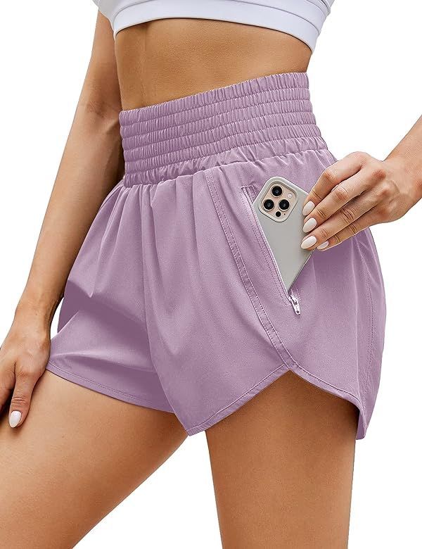 Blooming Jelly Womens Super High Waisted Running Shorts Quick Dry Elastic Waist Athletic Shorts with | Amazon (US)
