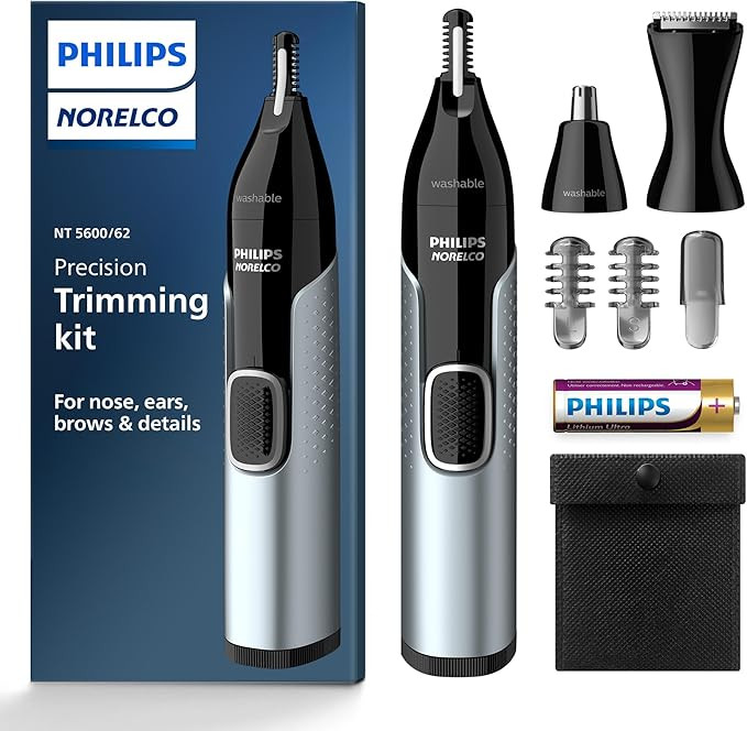 Philips Norelco Nose Trimmer 5000 for Nose, Ears, Eyebrows Trimming Kit, NT5600/62 | Amazon (US)