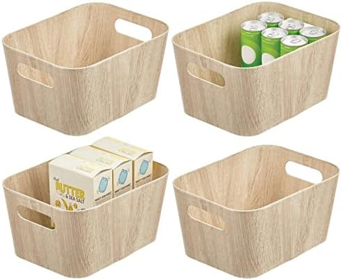 mDesign Food Storage Container Bin with Handles - for Kitchen, Pantry, Cabinet, Fridge/Freezer - ... | Amazon (US)