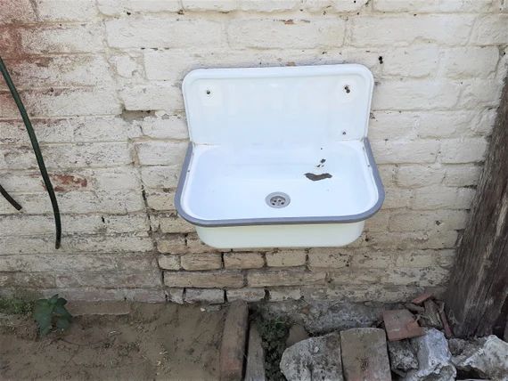 Enamel Sink Enamel Bucket Sink Wall Mounted Basins White | Etsy | Etsy (US)