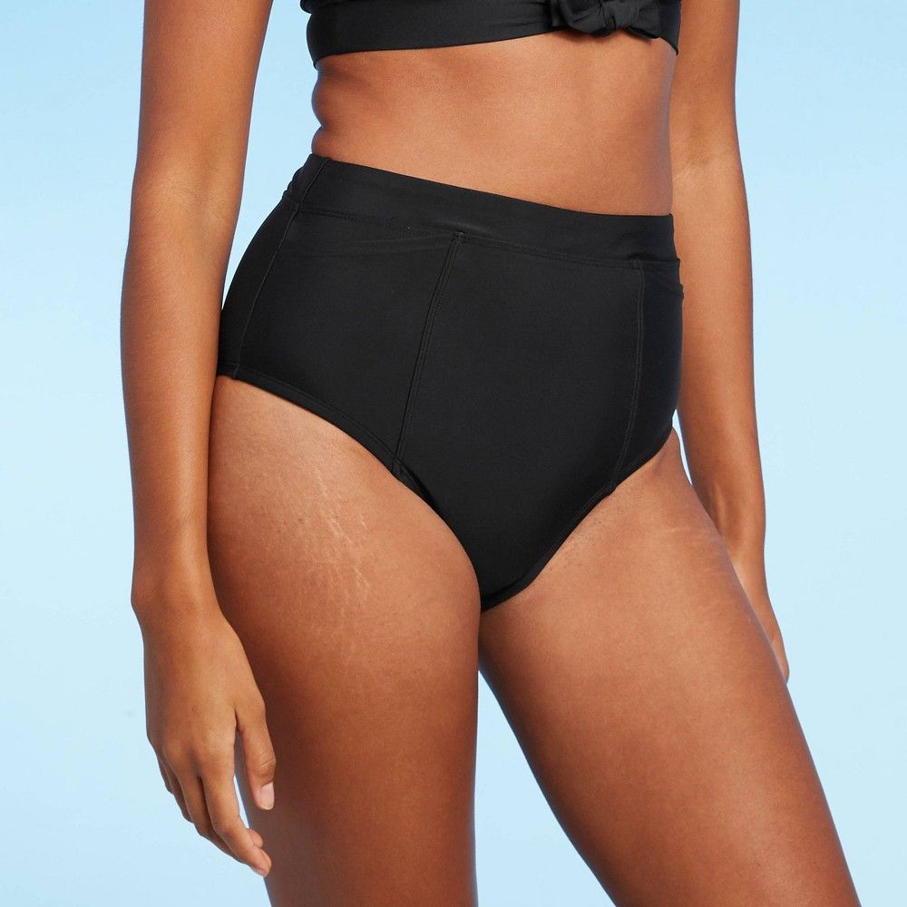 Women's High Waist Modern Bikini Bottom with Pocket - Kona Sol Black XS | Target