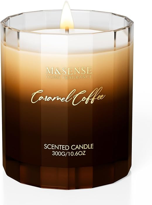 M&SENSE Caramel Coffee Home Scented Candles, 10.6oz 60-Hour Natural Soy Wax | Amazon (US)