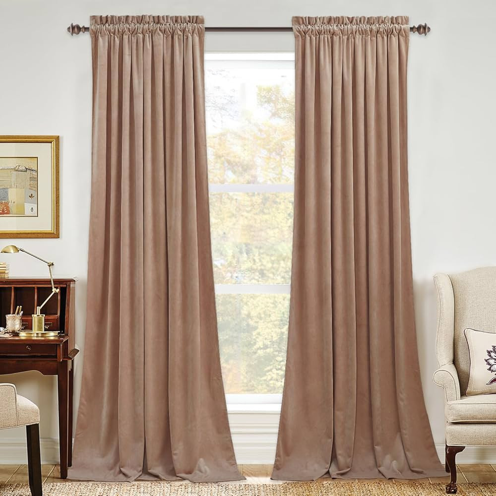 StangH Velvet Curtains for Sliding Door - 108 inches Long Velvet Drapes Light Blocking Curtains f... | Amazon (US)