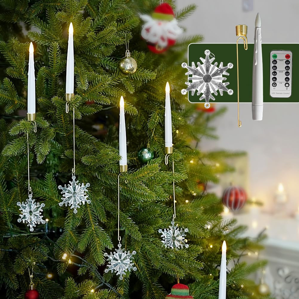 Christmas Tree Candles with Remote, 12 Pack Flameless Taper Candle for Christmas Tree Decor – B... | Amazon (US)
