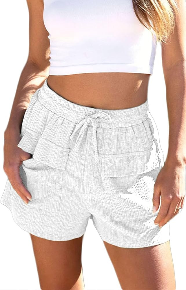 Dokotoo Womens 2024 Casual Shorts Waist Drawstring Front Pockets Comfy Elastic Summer Shorts with... | Amazon (US)