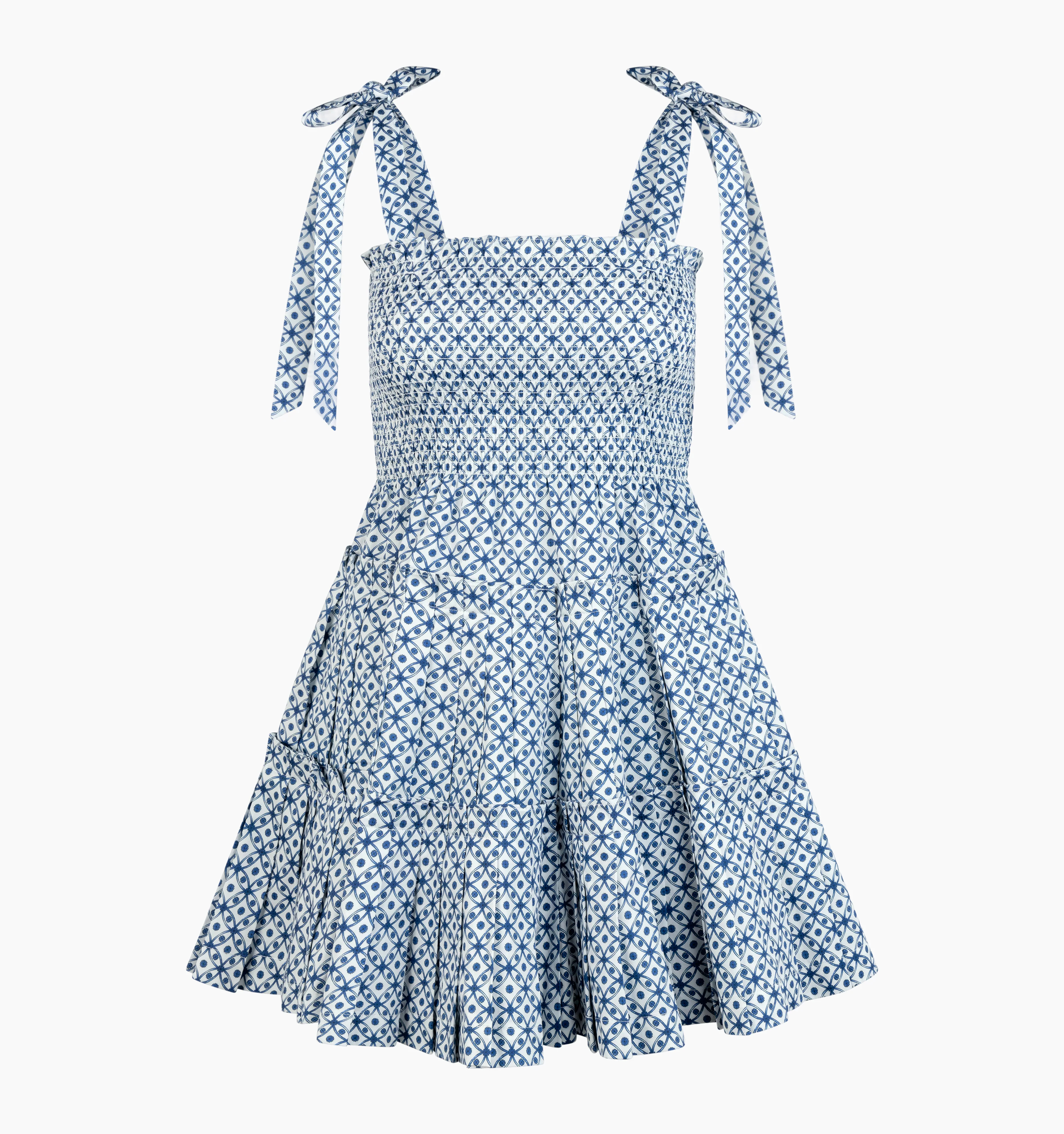 The Ribbon Charlotte Nap Dress | Navy Circular Lattice / XXXS | 100% Cotton | Hill House Home | Hill House Home US