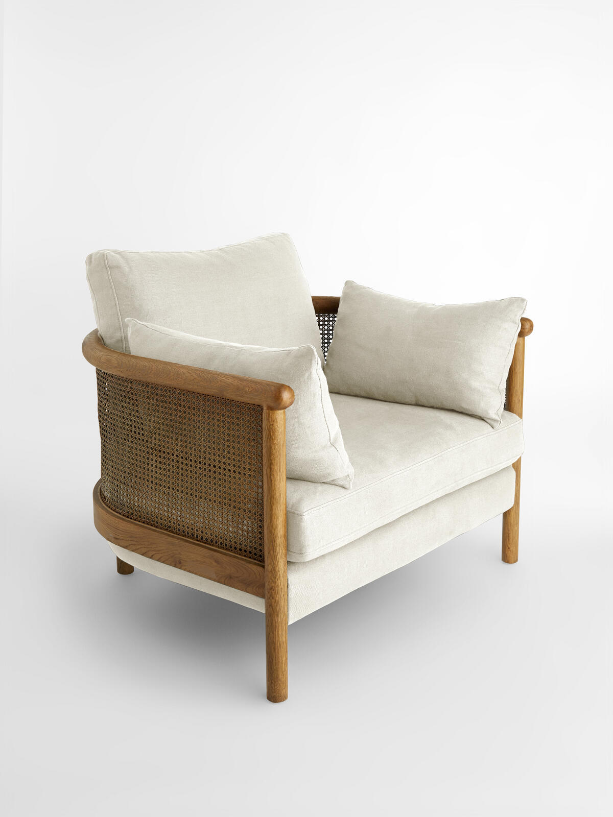 Sydney Cane Armchair, Washed Linen Flax | Soho Home Ltd