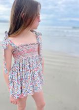 Maya Blouse and Short Set with Sour Watermelon Hand Smocking made with Liberty Betsy Fabric | Smock London