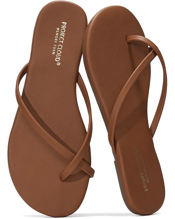 Project Cloud Flip Flops for Women Footwear - Memory Foam Flats Sandals for Women 2025 - Vegan Le... | Amazon (US)