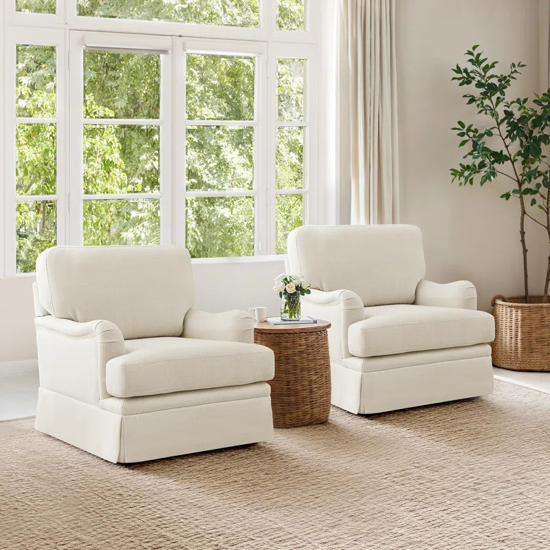 32.7'' Skirted Swivel Accent Arm Chair For Living Room, Bedroom | Wayfair North America