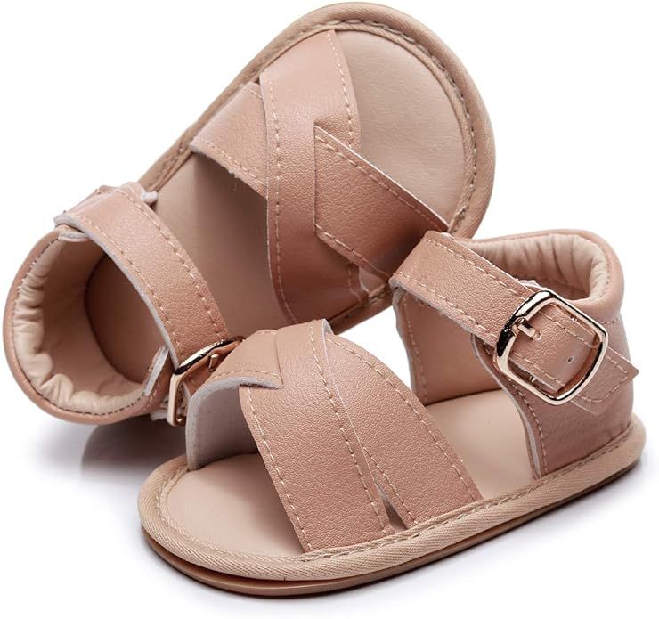 Baby Girls Sandals Rubber Sole Non-Slip Summer Outdoor Toddler Girl Sandals Flat Shoes Infant Cut... | Amazon (US)