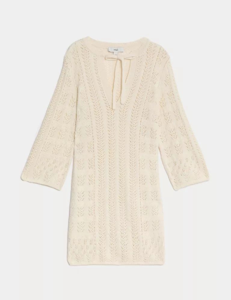 Cotton Rich Textured V-Neck Knitted Dress | Marks & Spencer (UK)