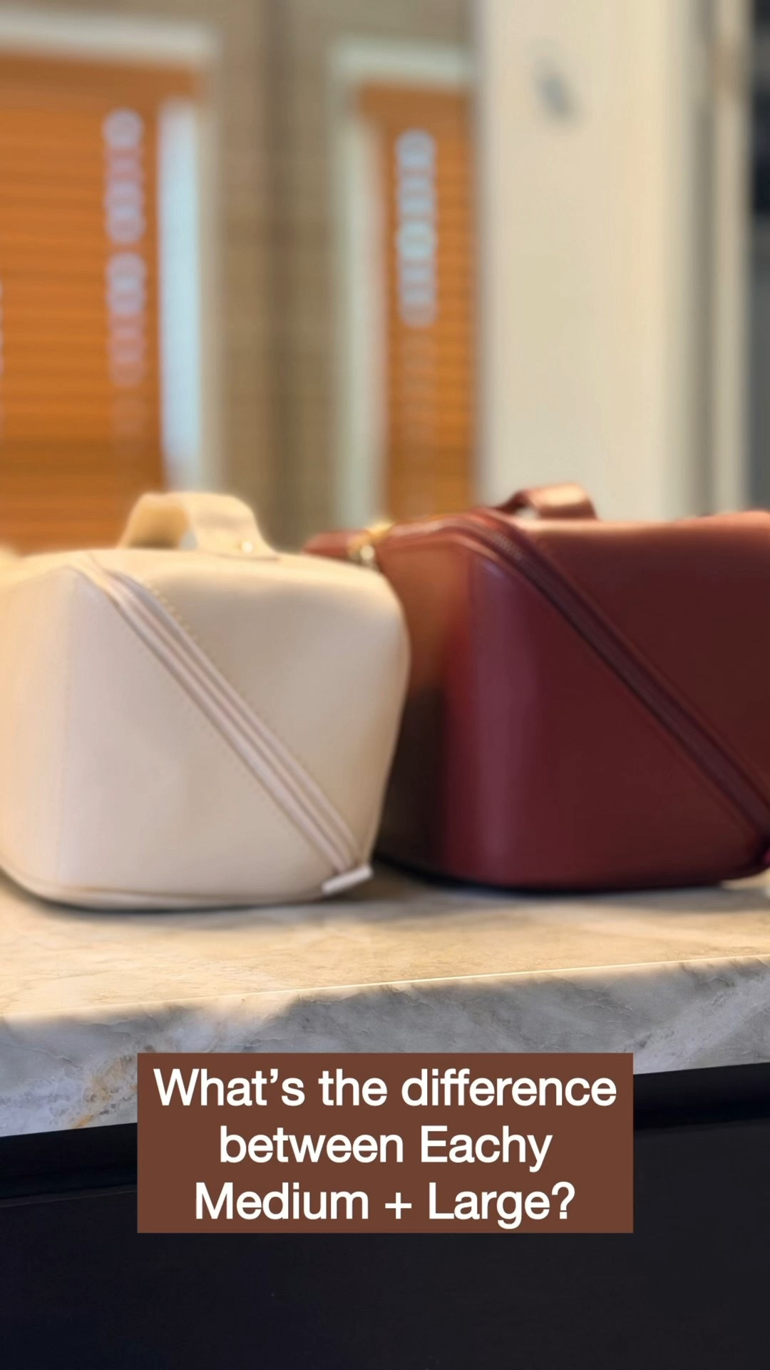I’ve been testing out both the Medium (in Beige) and Large (in Red) sizes of the Eachy Travel Makeup Bag so I can select the right one for every trip. Here’s what I found:

👜 Key differences:
	•	The Large size offers a wider footprint and deeper storage, great when your skincare and makeup collection is more extensive.
	•	The Medium size is sleek and compact, perfect for carry-on only, weekend trips, or when you’re packing lighter.
	•	Both sizes share the same smart features: a 180° lay-flat opening, clear zippered brush section, multiple side pockets, and a wipe-clean waterproof shell.
	•	If you prefer dual zippers for easier access, the Large has that feature noted in the product details.

🎯 Why I love them:
	•	I can see and grab everything in seconds thanks to the wide opening, no more rummaging.
	•	The waterproof exterior makes spills stress-free and cleanup simple.
	•	The Medium fits effortlessly into my handbag or carry-on, while the Large slides into my weekender bag with space for skincare bottles, palettes, and extras.
	•	Color-coded sizes make it easy to organize when packing for different trips or routines.

🧭 Style & usage tip:
Choose the Medium for minimal packing days or tighter bag space, and go with the Large when traveling longer or carrying full skincare and makeup setups. Pick coordinating or contrasting colors to easily tell them apart when packing.

Linked both sizes and color options below so you can select the one that fits your routine.

#LTKBeauty #LTKFindsUnder50 #LTKTravel