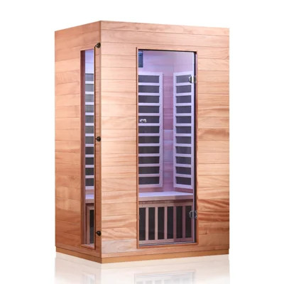 Hongyuan 2-Person Indoor Bluetooth Compatible FAR Infrared Sauna in Okoume & Hemlock | Wayfair North America