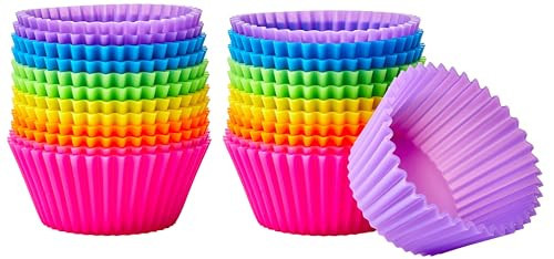 Amazon Basics Reusable Silicone Baking Cups, Muffin Liners - Pack of 24, Multicolor | Amazon (CA)
