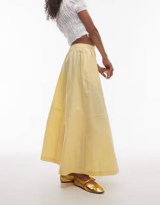 Topshop poplin midi full skirt in lemon yellow | ASOS (Global)