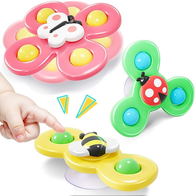 Airplane Travel Toys for Toddlers 1-3: Suction Cup Spinner Toys for 1 Year Old Boy Girl Birthday ... | Amazon (US)