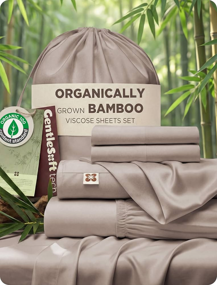 Bedsure 100% Organically Grown Bamboo Viscose King Size Sheets Set | Cooling Bedsheets for Hot Sl... | Amazon (US)