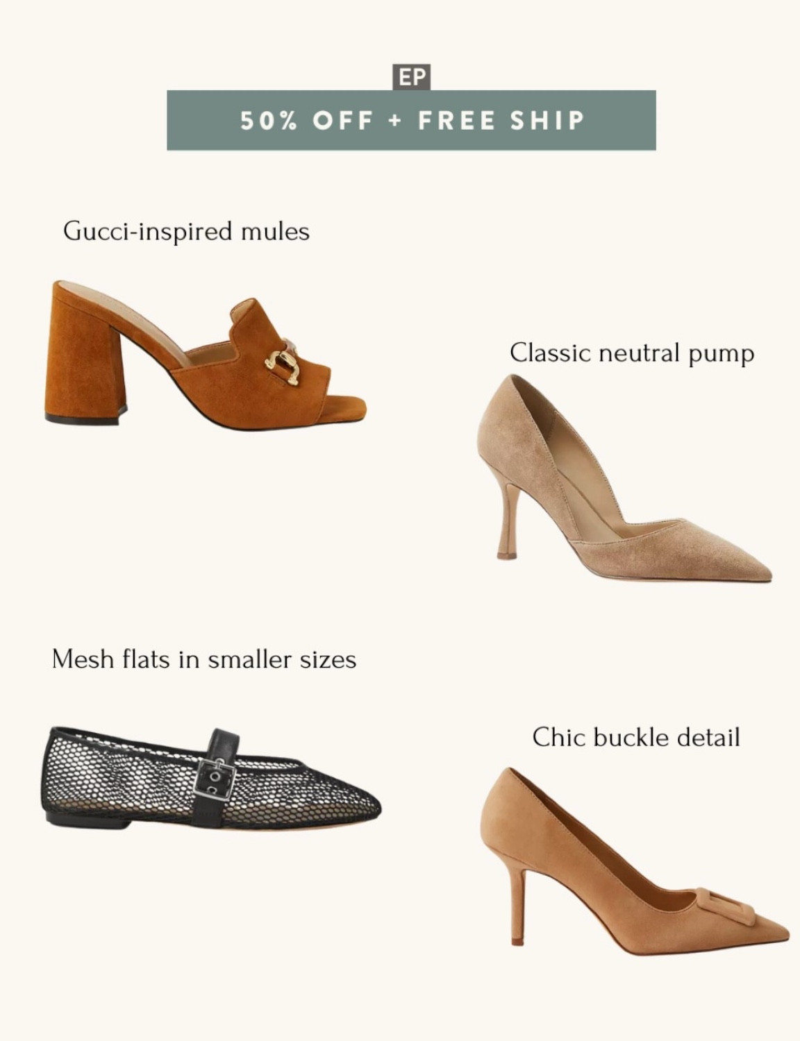 Ann Taylor flash sale - 50% off + free shipping today 

Several great spring shoes included in the sale. I’m usually a 5 in AT and own both the top row styles from a few years ago 

#LTKSeasonal #LTKShoeCrush #LTKSaleAlert