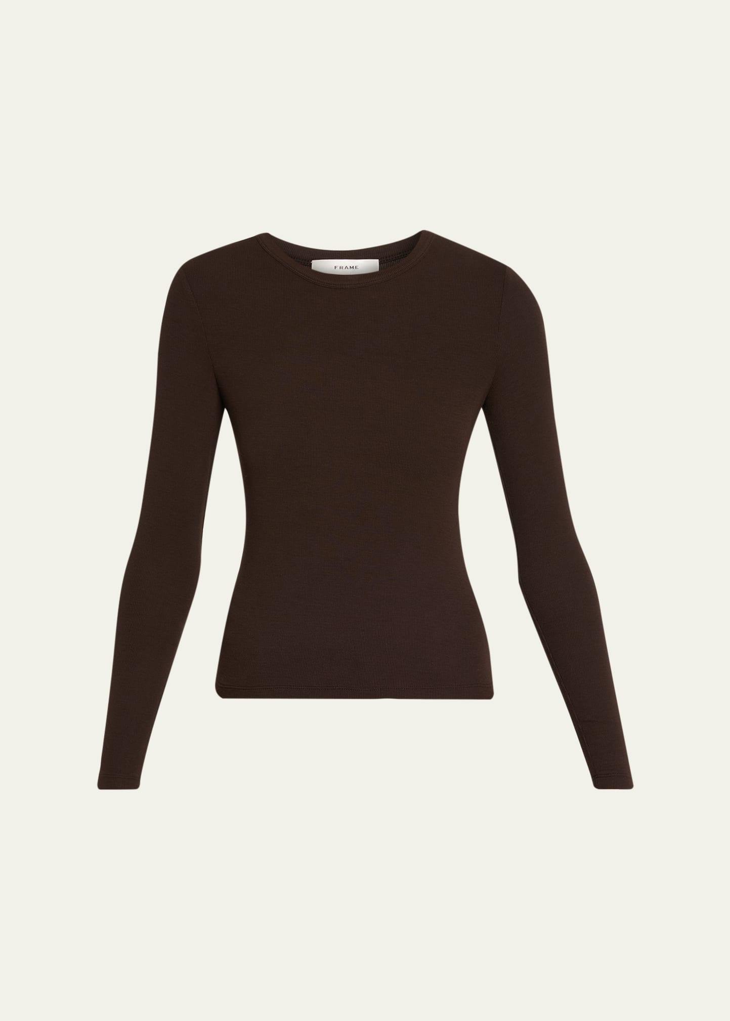 FRAME The Long-Sleeve Ribbed Crewneck Top | Bergdorf Goodman