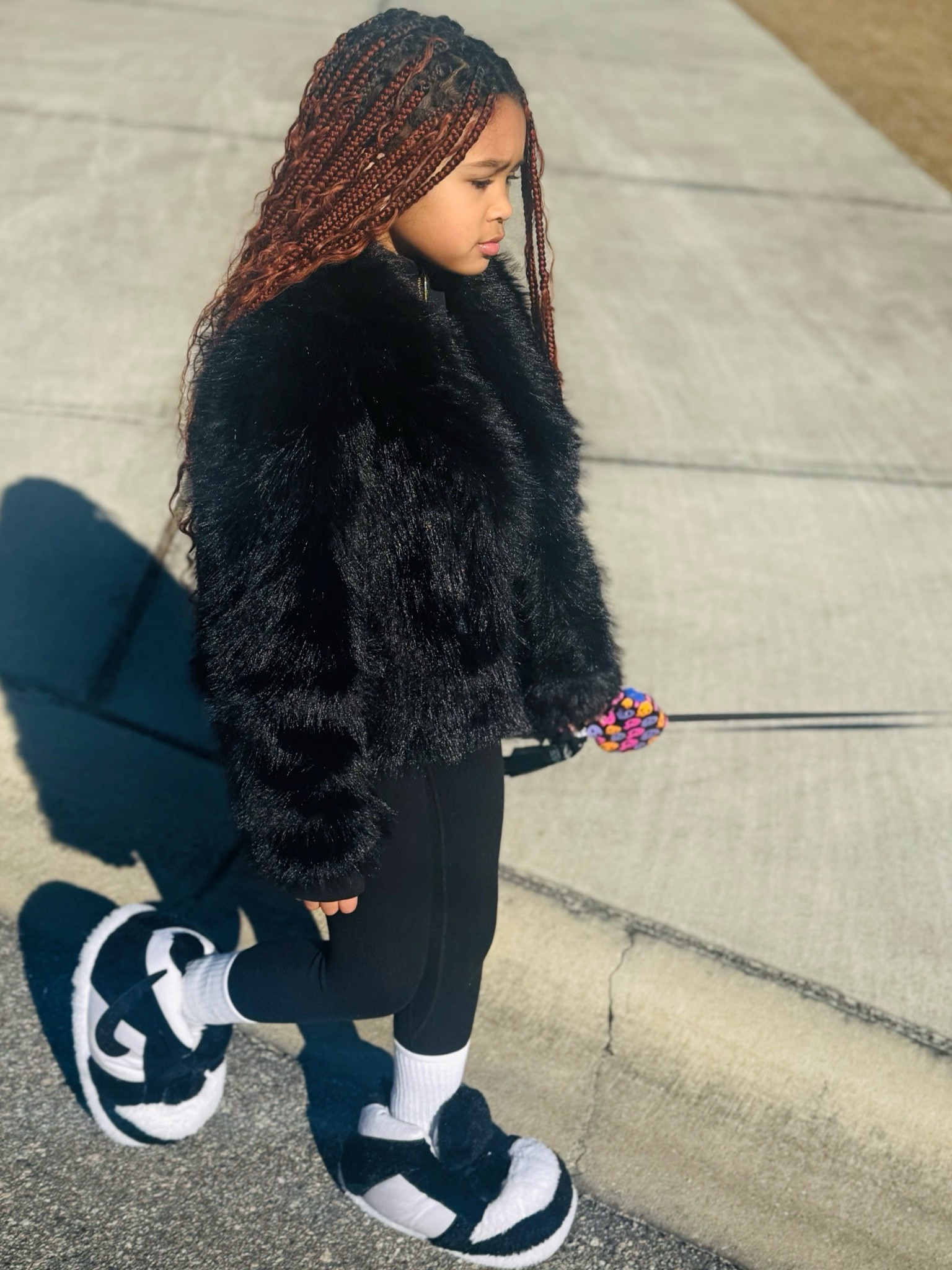 The Queen herself! 👸🏽 Scarlett is wearing a size 0 in Lululemon. Target // Faux Fur // Lululemon // big sneaker slippers // boho braids // define jacket 

#LTKKids #LTKActive #LTKStyleTip