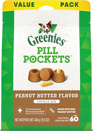 Greenies Pill Pockets for Dogs Large Size, Soft Dog Treats, with Real Peanut Butter, 15.8 oz. Pou... | Amazon (US)