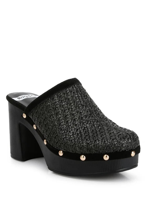 Jeydena Raffia Platform Clogs Black / US-10 / UK-8 / EU-41 | Casual Chic Boutique
