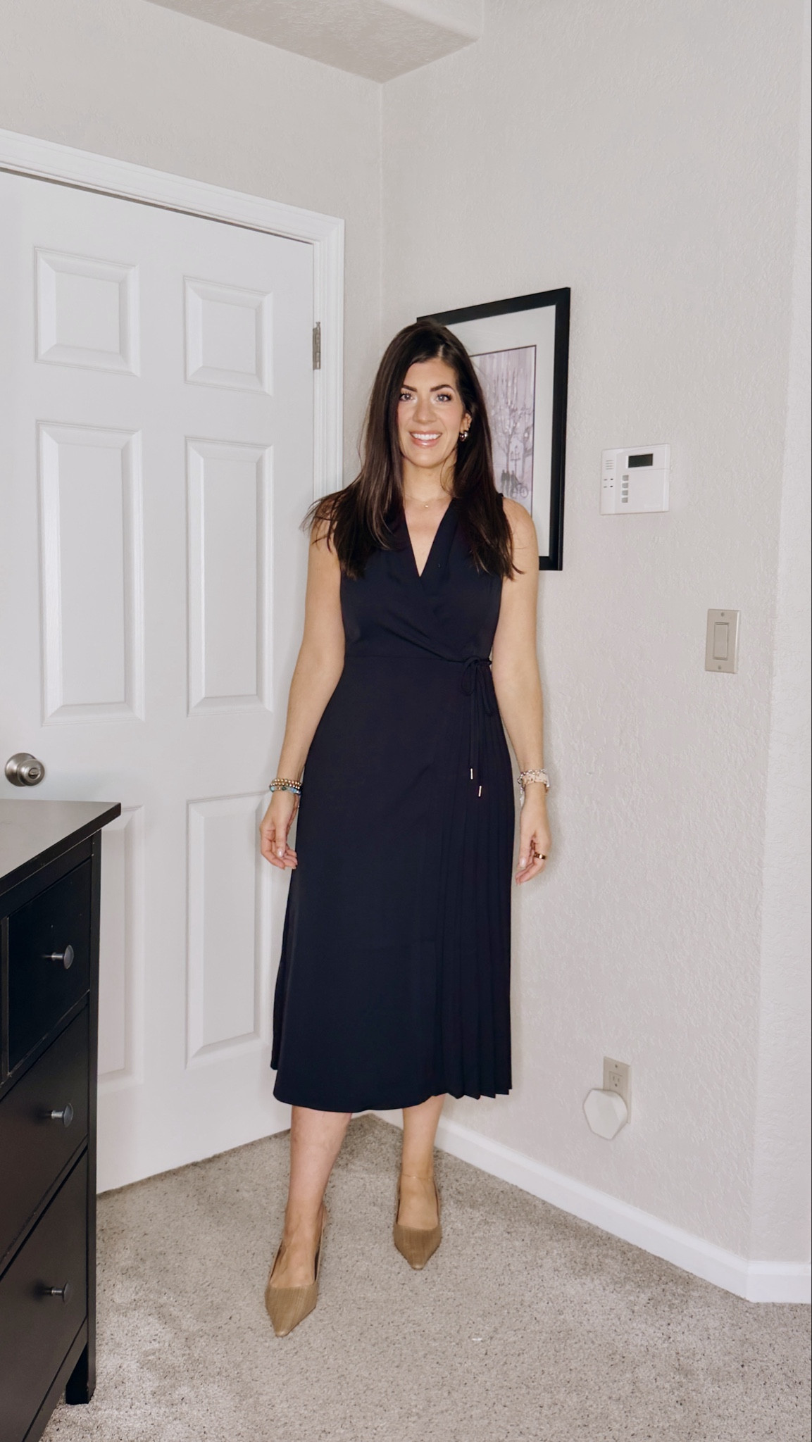 Sized down one in the faux wrap pleated work dress

#LTKWorkwear #LTKMidsize #LTKTall