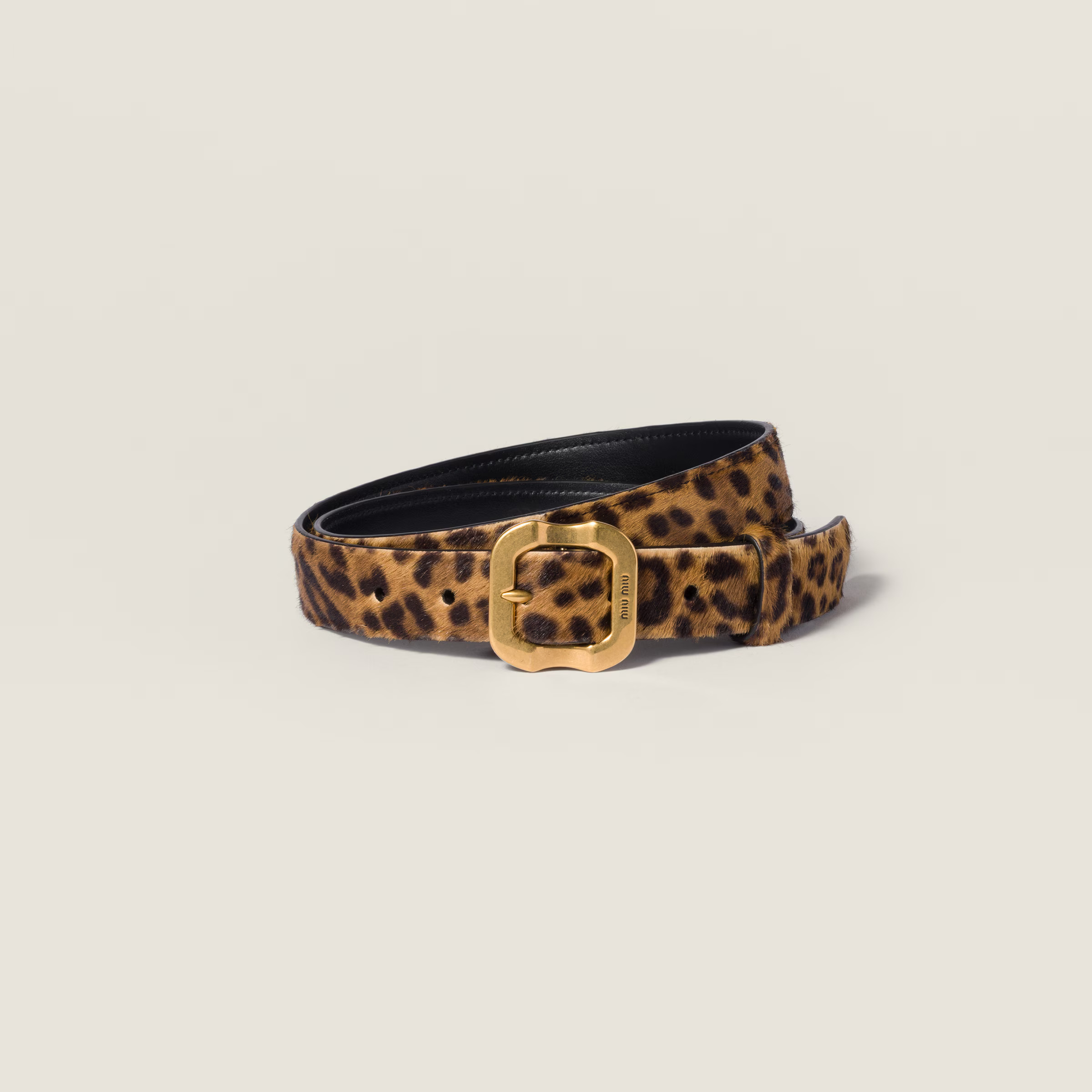 Honey Printed Leather Belt | Miu Miu | Miu Miu US