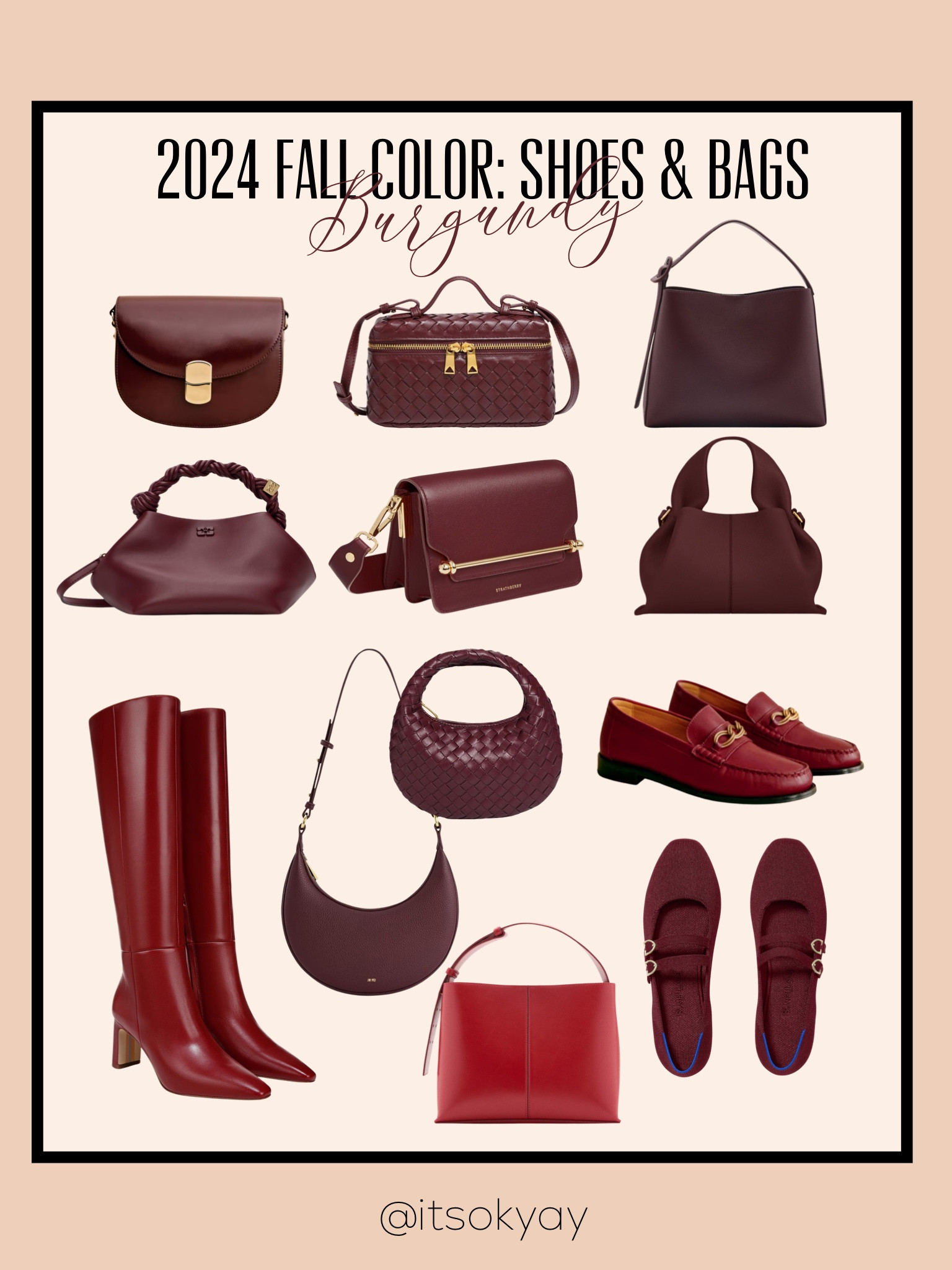 beautiful handbag silhouettes in burgundy ranging from $30-$500. 

Must have fall color, burgundy bags, burgundy shoes, red shoes 

#LTKShoeCrush #LTKItBag #LTKStyleTip