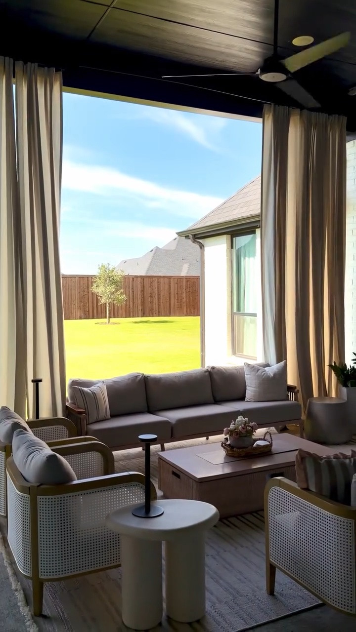 the patio finally feels like the little oasis 🤍

the softness, movement, privacy… these outdoor curtains by @twopagescurtains completely changed the way this space feels

details: 
heck acrylic outdoor curtains
beige, 4-in-1 header style 

use discount code TMH22 

#outdoorcurtains #outdoorliving #twopageshome #twopagescurtains

#LTKHome