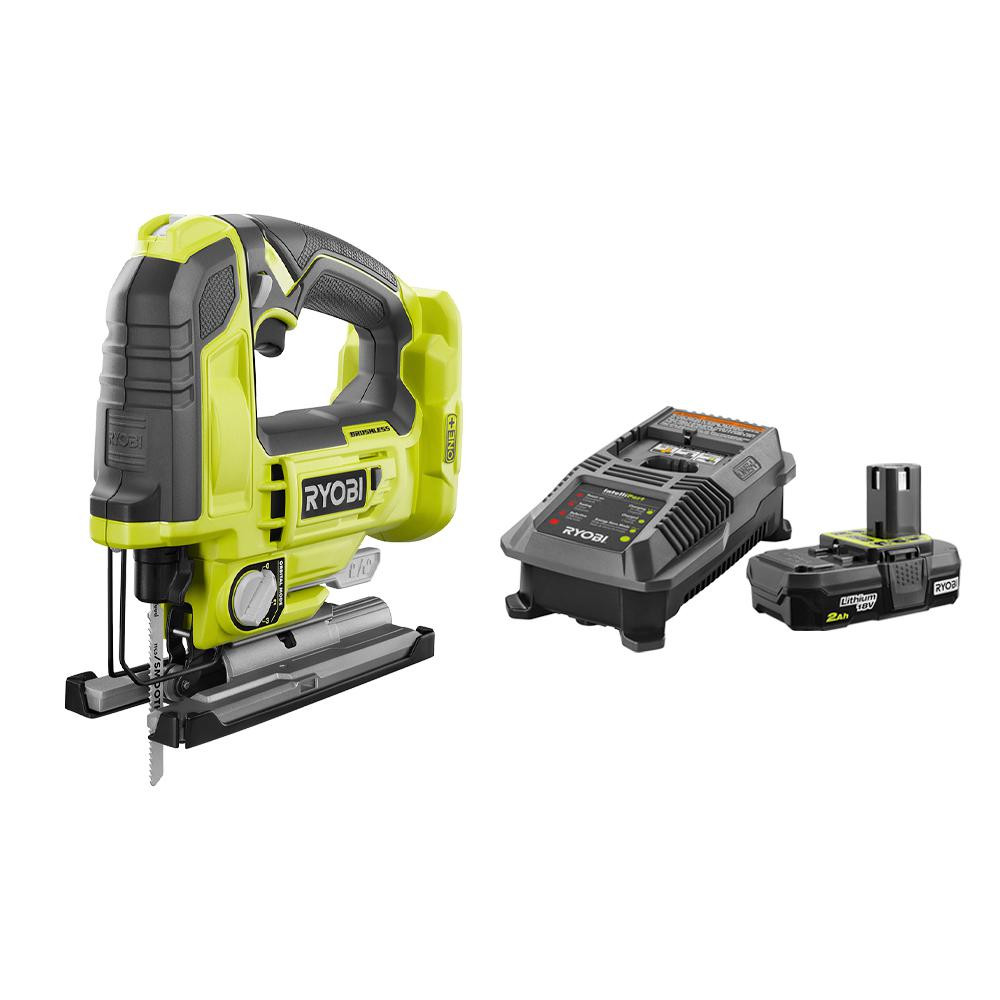 RYOBI 18-Volt ONE+ Cordless Brushless Jig Saw with 2.0 Ah Battery and Charger Kit | The Home Depot