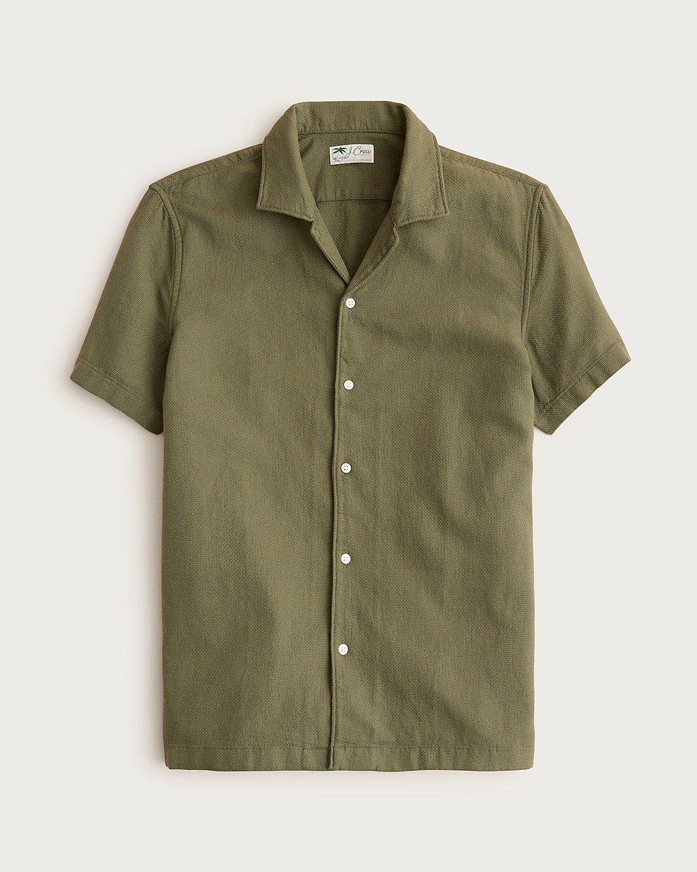 Short-sleeve textured cotton camp-collar shirt | J. Crew US