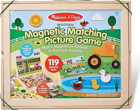 Melissa & Doug Wooden Magnetic Matching Picture Game With 119 Magnets and Scene Cards | Amazon (US)