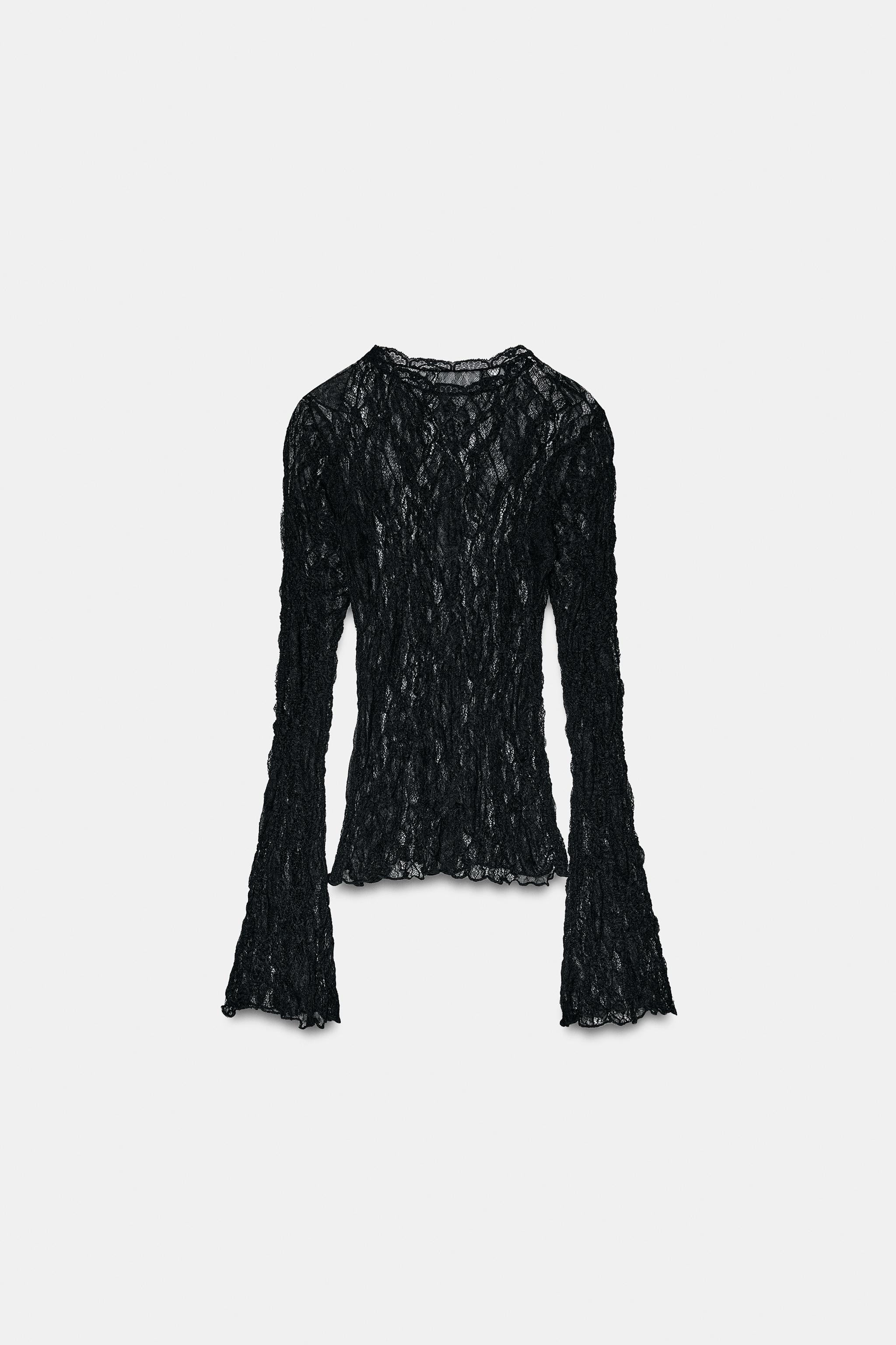 LACE LONG SLEEVE TOP | Zara US