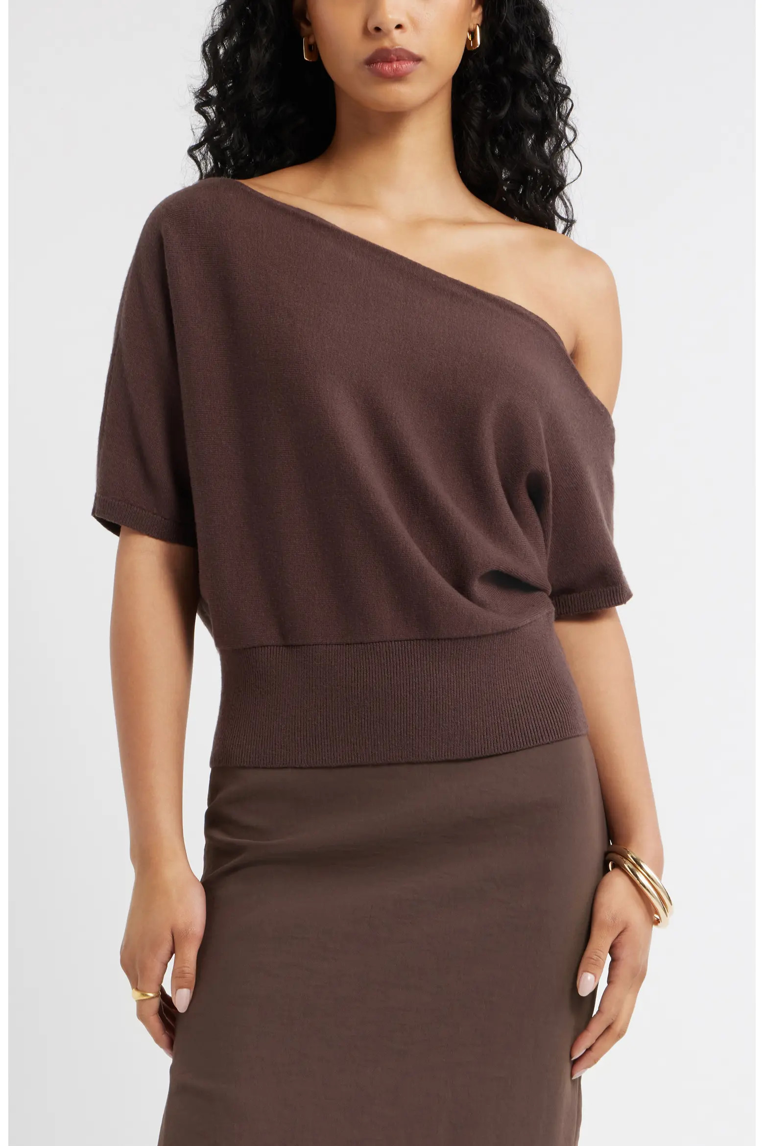 One-Shoulder Short Sleeve Sweater (Women) | Nordstrom | Nordstrom