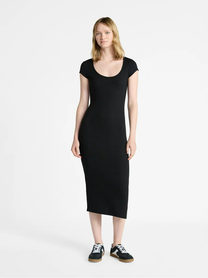 No Boundaries Scoop Midi Dress, Women's | Walmart (US)
