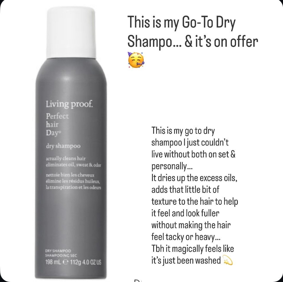 This is my go to dry shampoo I just couldn’t live without both on set & personally… 
It dries up the excess oils, adds
that little bit of texture to the hair to help it feel and look fuller without making the hair feel tacky or heavy… 
Tbh it magically feels like it’s just been washed 💫

#LTKCyberWeek #LTKstyletip #LTKbeauty
