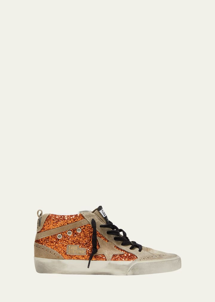 Golden Goose Mid Star Suede Glitter Sneakers | Bergdorf Goodman