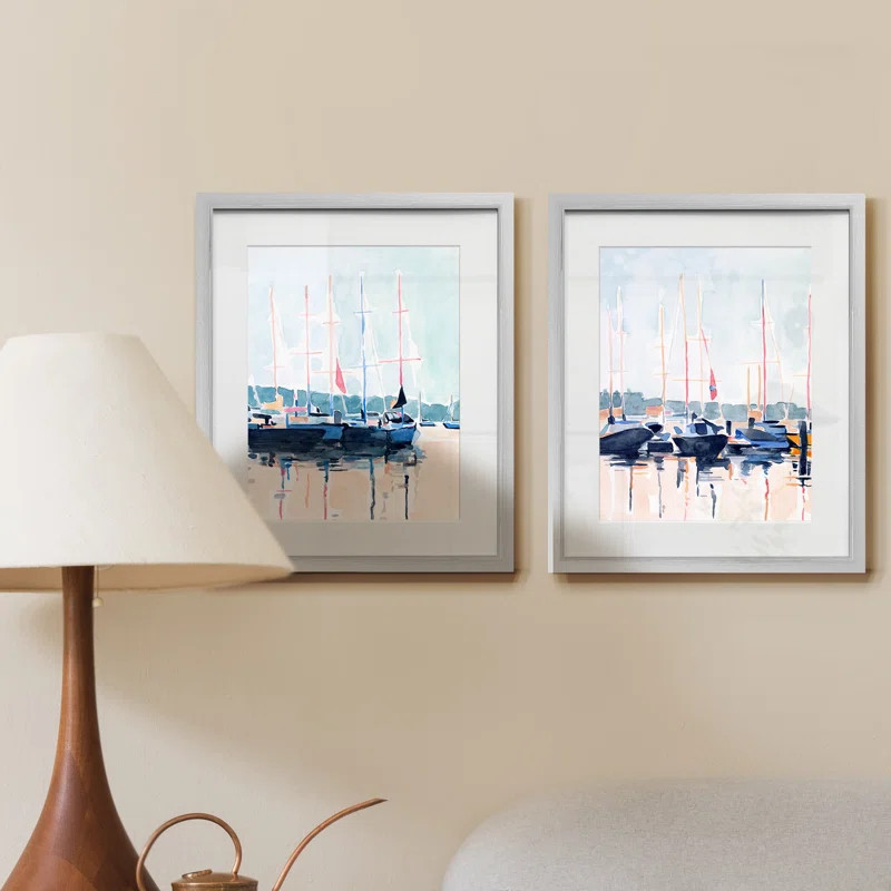 " Watercolor Boat Club I " 2 - Pieces | Wayfair North America