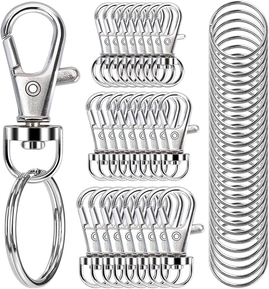 100PCS Swivel Snap Hooks with Key Rings, Premium Metal Swivel Lobster Claw Clasps Assorted Sizes ... | Amazon (US)