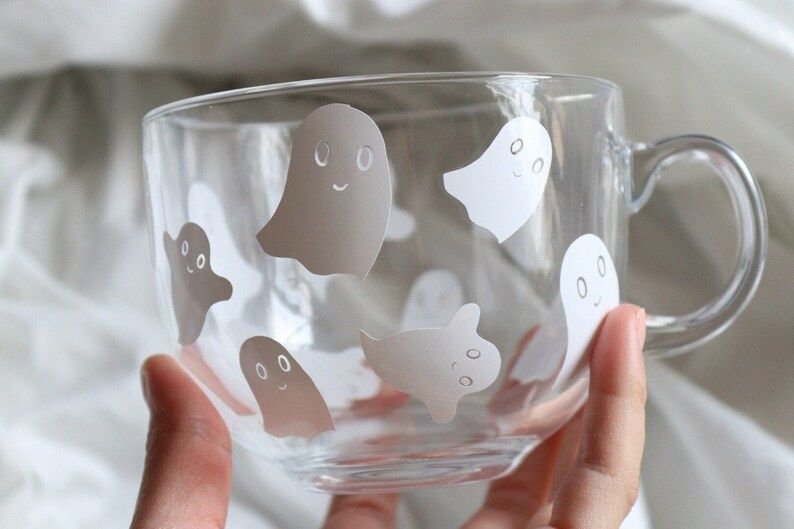 Clear Ghost Mug, 16 Oz. Glass Mug, Halloween Glass Coffee Mug, Sheet Ghost Mug, Halloween Tea Mug... | Etsy (US)