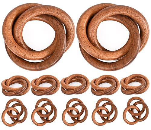 Three Ring Napkin Rings Set of 12, Decorative Handcuff Serviette Ring, Napkin Holders, Napkin Rings Bulk for Party Decoration, Dinning Table, Everyday, Family Gatherings Tabletop Décor - Rust Brown | Amazon (US)