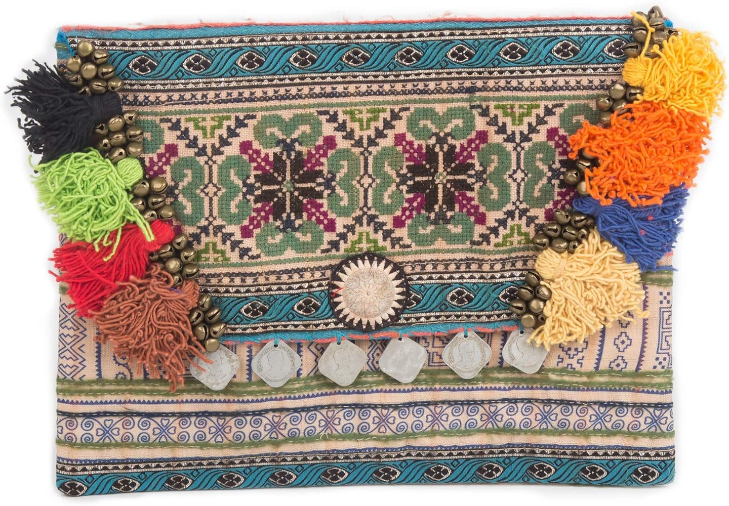Changnoi Handmade Cosmetic Bag, Hmong Tribes Embroidered iPad Cover with Tassels | Amazon (US)