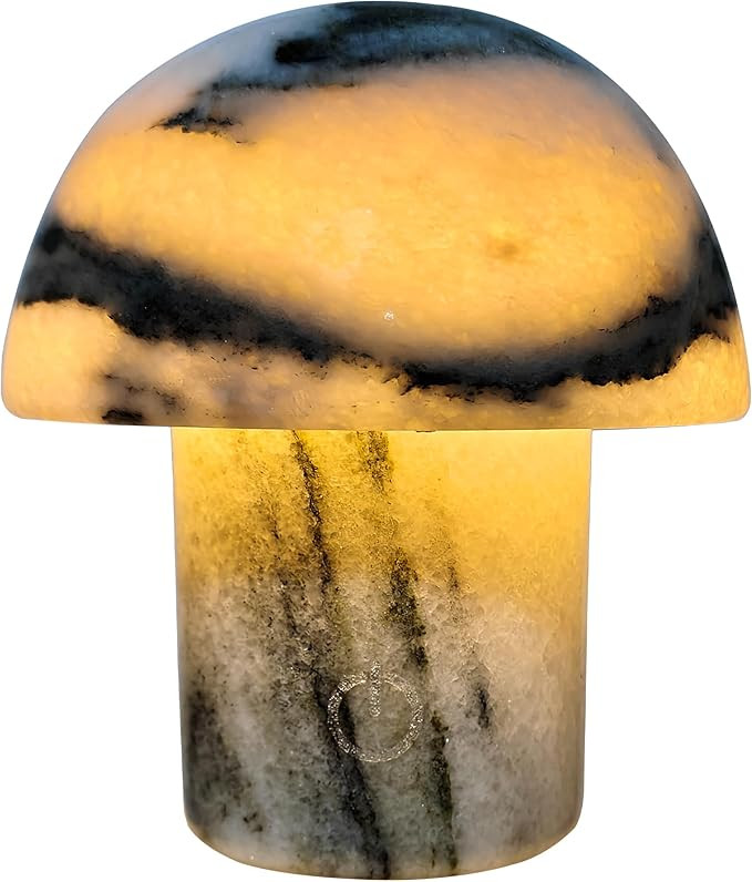 Handcrafted Natural Stone Mushroom Lamp - Rechargeable Bedside LED Night Light with Type-C Port, ... | Amazon (US)