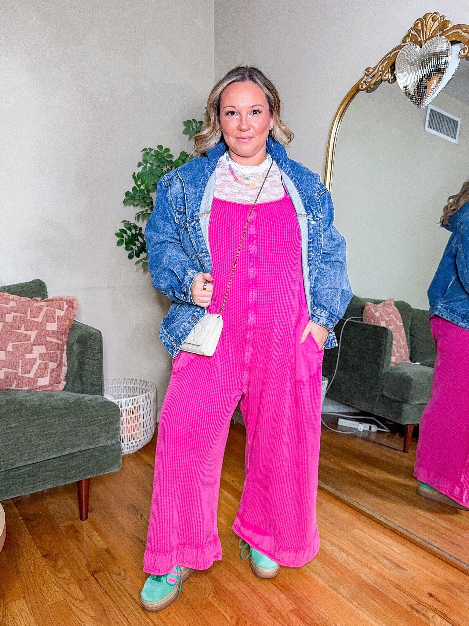 Midsize spring outfit 
Romper size MEDIUM it’s oversized and so comfy! Perfect for days you’re bloated 😆
Lace top size XL! (Will also link a short sleeve lace top for when the weather warms up! I do a size Large in the short sleeve option linked) 
Denim jacket size MEDIUM 
Adidas run big I sized down a half size! Love the fun color mixes of these sneakers! 

Spring outfits, casual style, spring break style, travel style, midsize mom, Amazon finds, Free People style, Target style, spring trends

#LTKSeasonal #LTKPetite #LTKMidsize