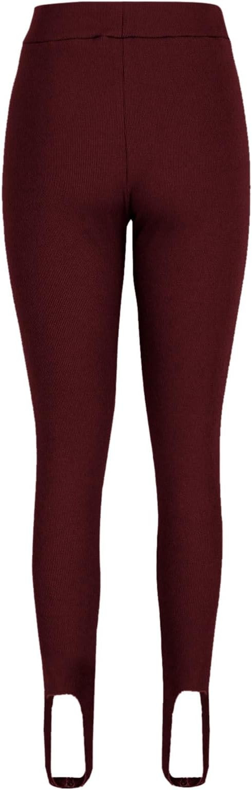 hlysgo Women's Ribbed Leggings Elastic High Waisted Yoga Soft Stirrup Leggings Workout Pants Stre... | Amazon (US)