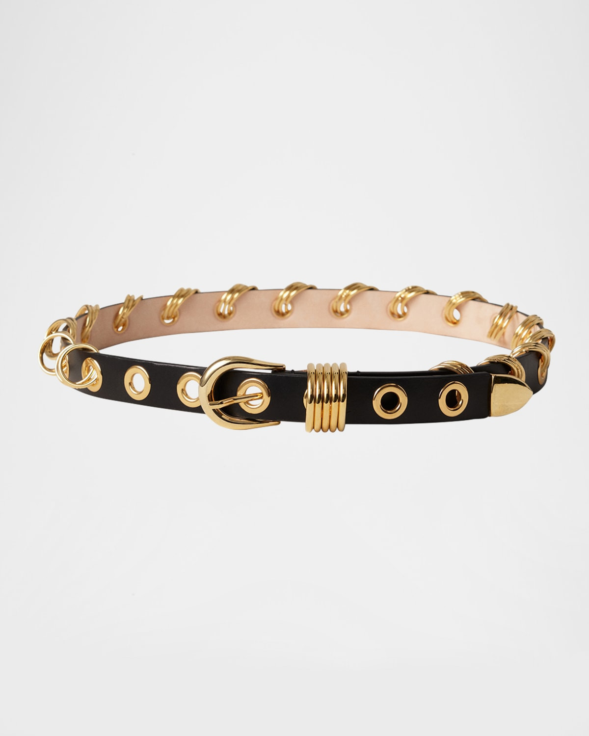 Revenge Grommet Rivet & Rings Leather Belt | Neiman Marcus